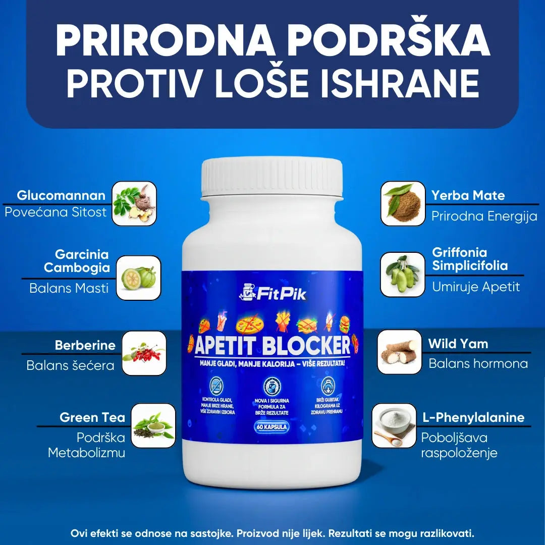 Prirodni sastojci Fitpik Apetit Blocker suplementa za kontrolu gladi